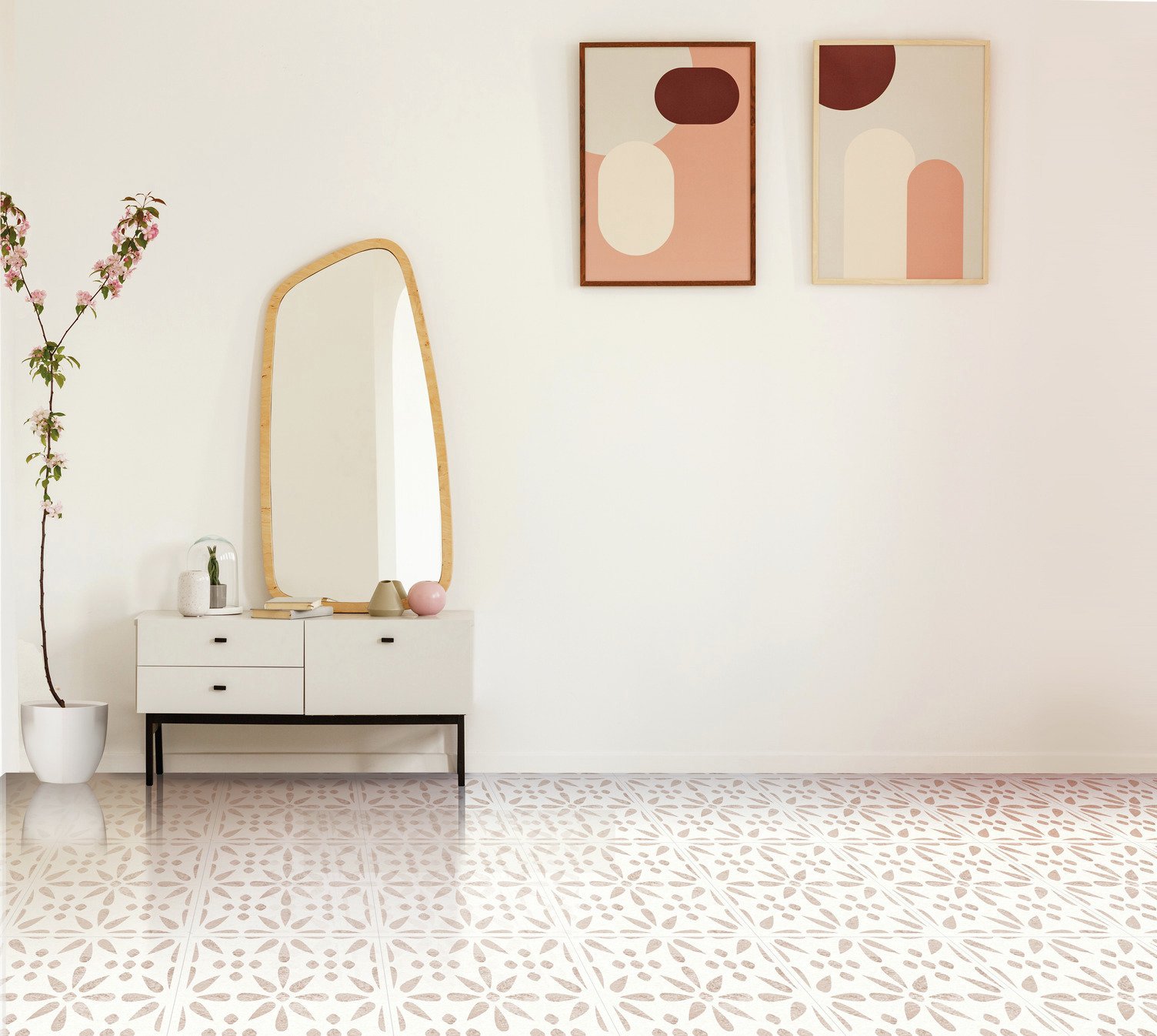D-C-Fix Flowers Adhesive Vinyl Floor Tiles - Natural