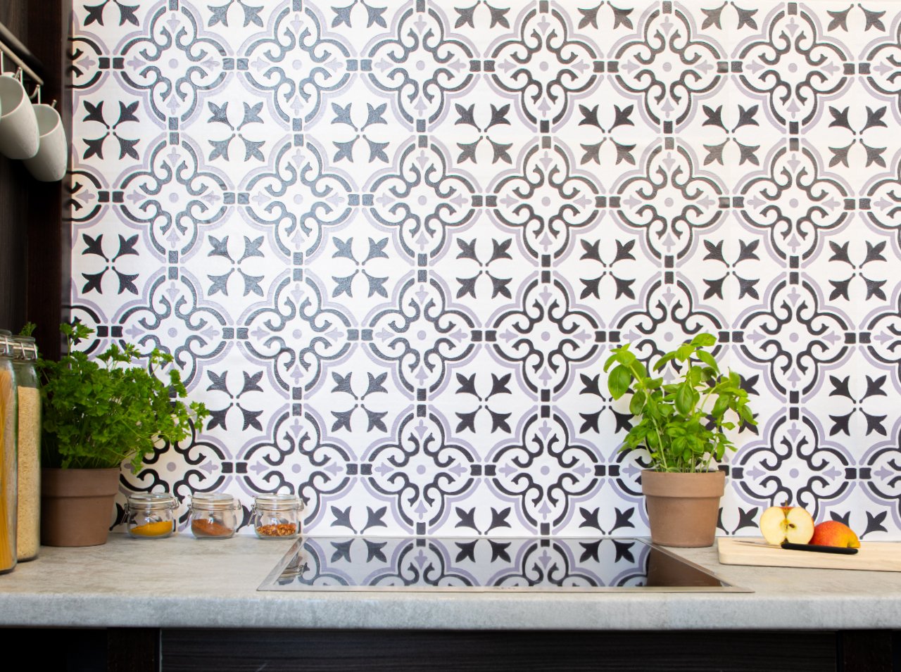 D-C-Fix Floral Shapes 3D Grey Wallpaper