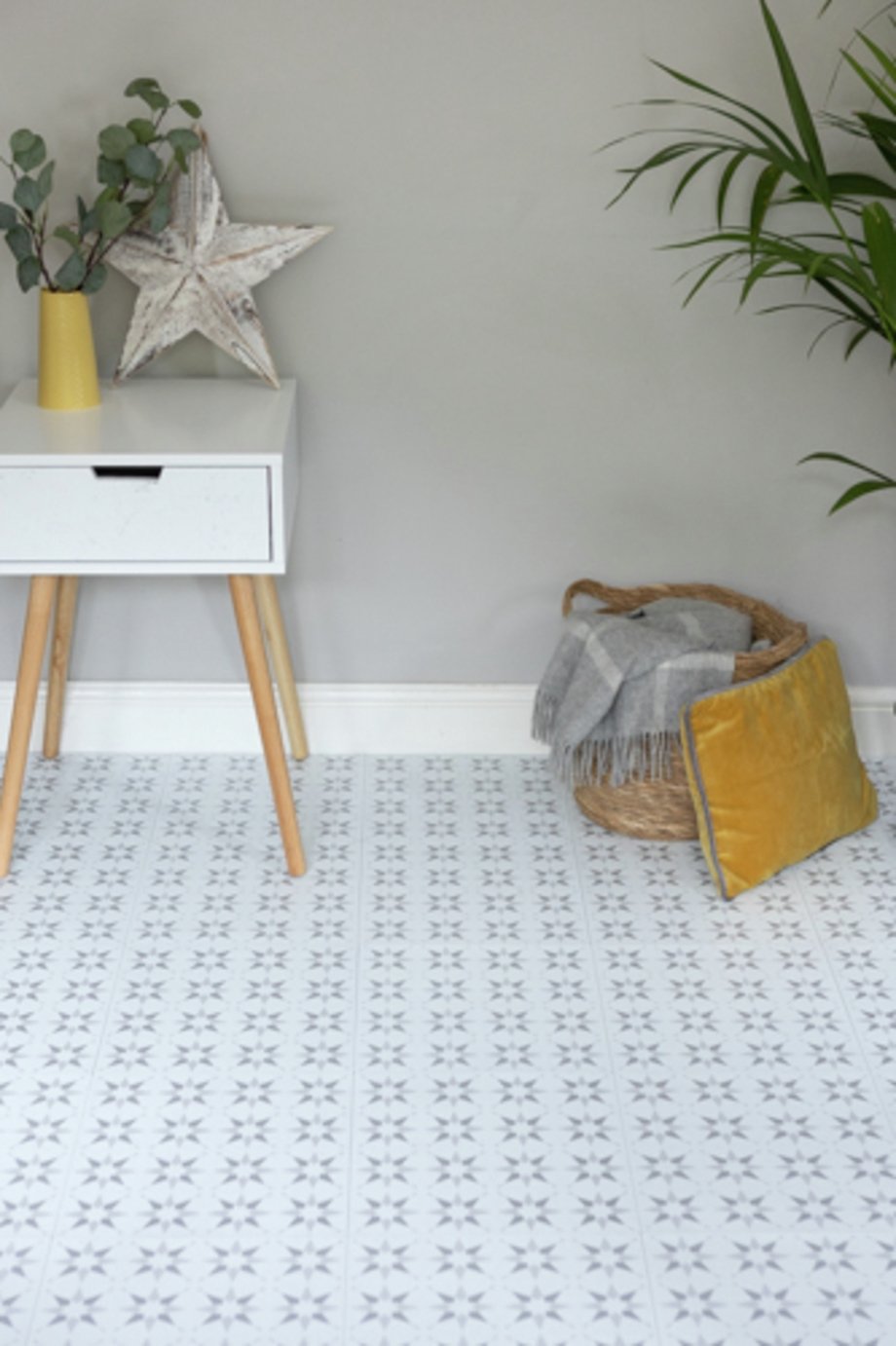 D-C-Fix Small Stars Adhesive Vinyl Floor Tiles - Grey
