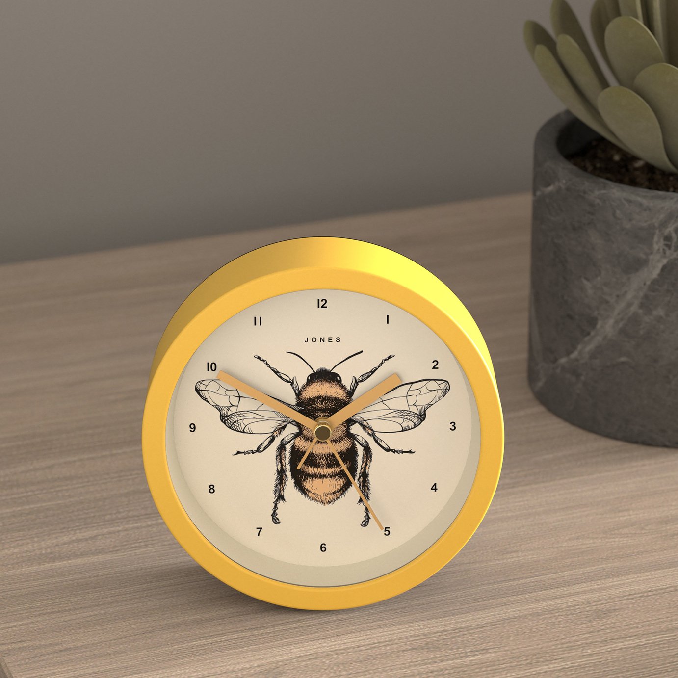 Jones Clocks Analogue Eclipse Bee Alarm Clock - Yellow