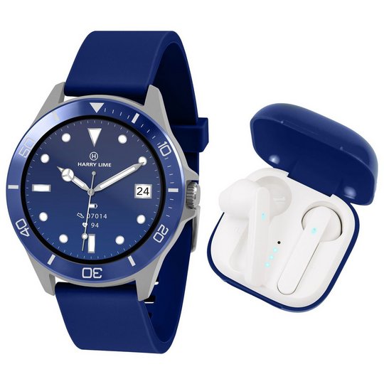 Harry Lime Navy Smart Watch And Ear Bud Set