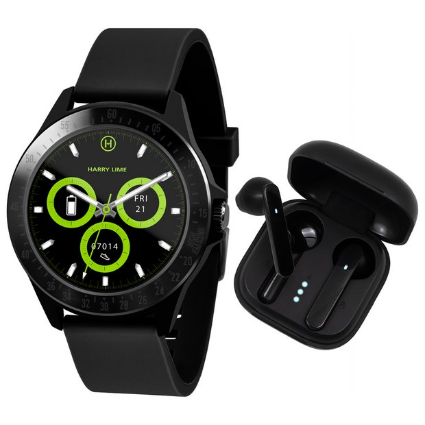 Buy Harry Lime Black Smart Watch with Ear Bud Set Fitness and activity trackers Argos