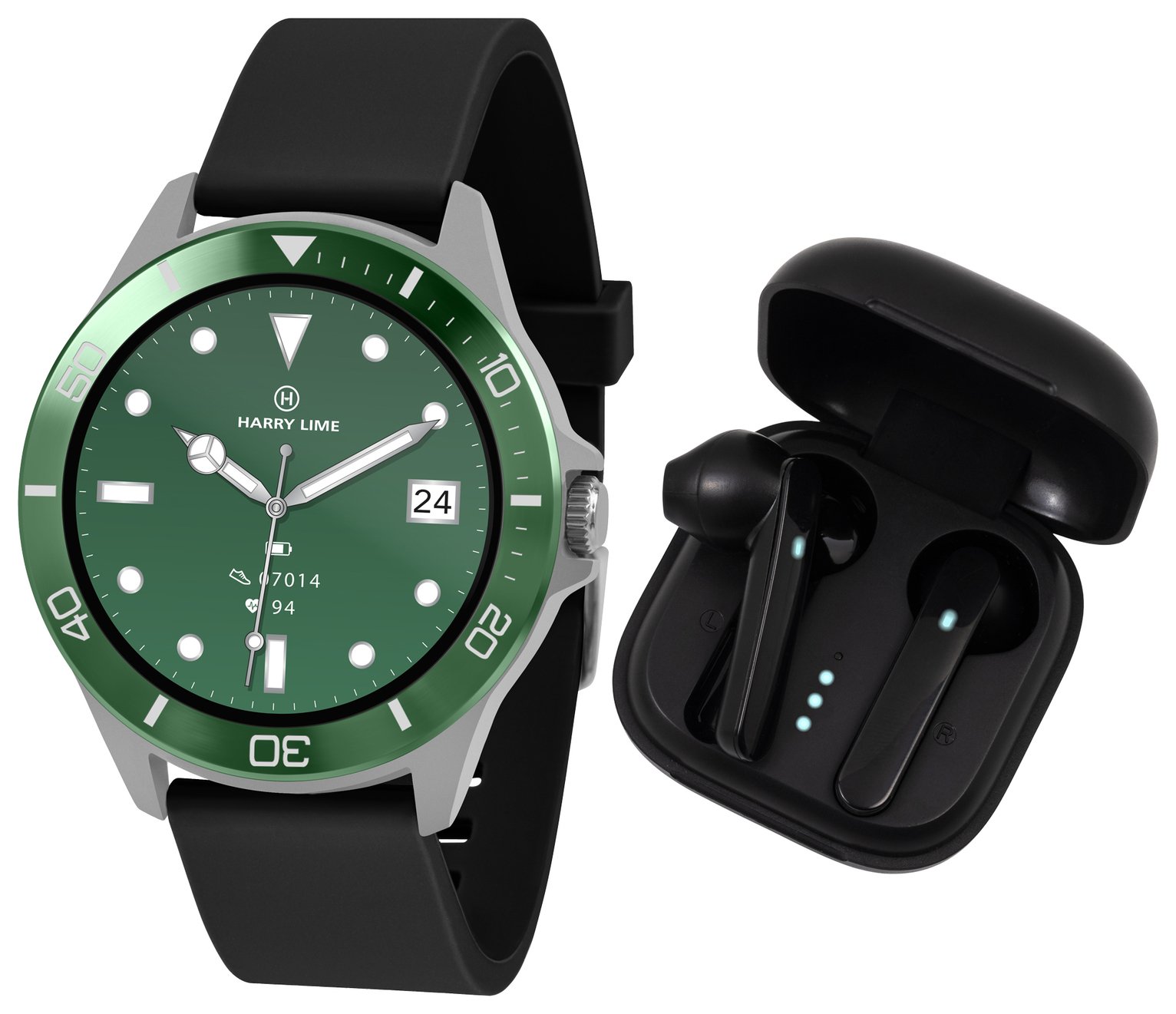 Harry Lime Black Smart Watch And Wireless Earbud Set