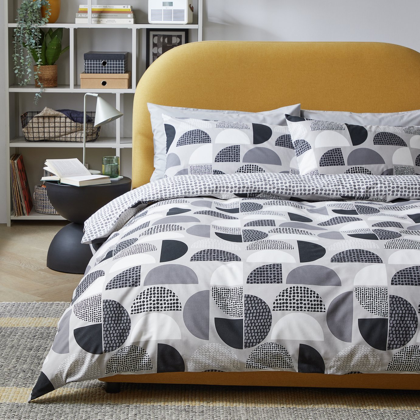 Habitat New Geo Blocks Monochrome Bedding Set - Double