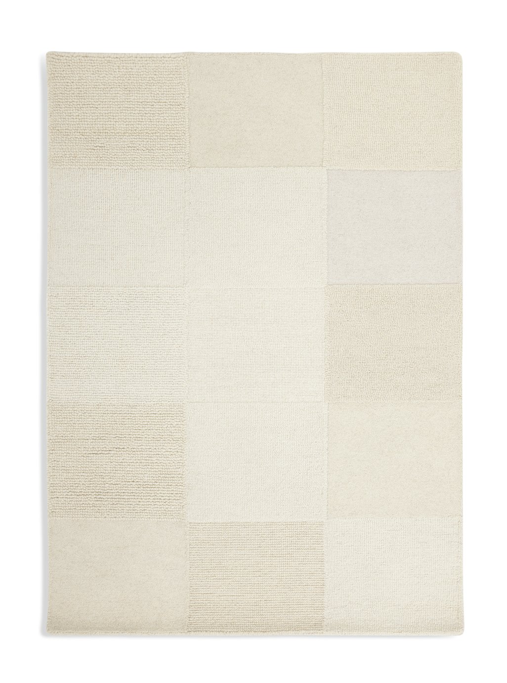Habitat Checkerboard Natural Wool Cut Pile Rug - 160x230cm