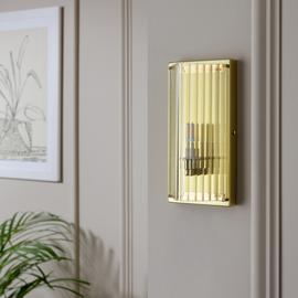 Habitat Globe Glass Ribbed Bathroom Wall Light - Brass