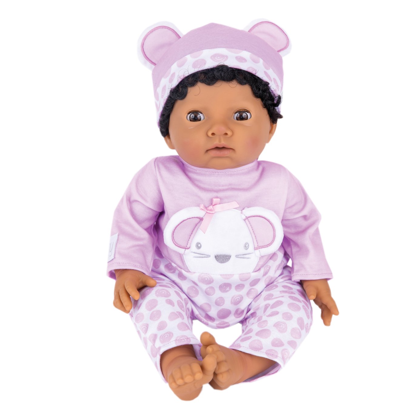 Tiny Treasures Baby Doll in Purple Mouse Outfit- 17inch/44cm