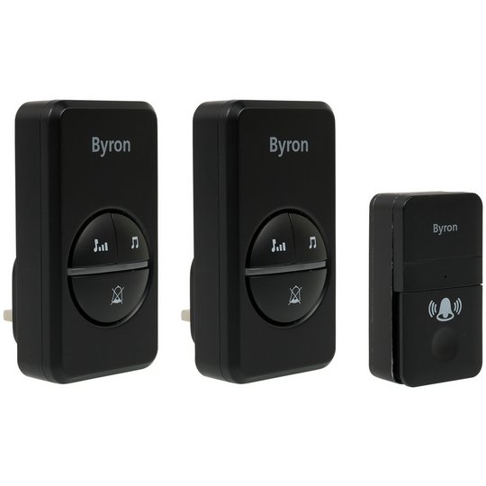 Byron DBY-23455BS 100m Plug-In Doorbell - Twin, Black
