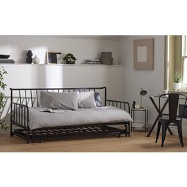 Habitat Kanso Metal Guest Bed and 2 Mattresses – Black