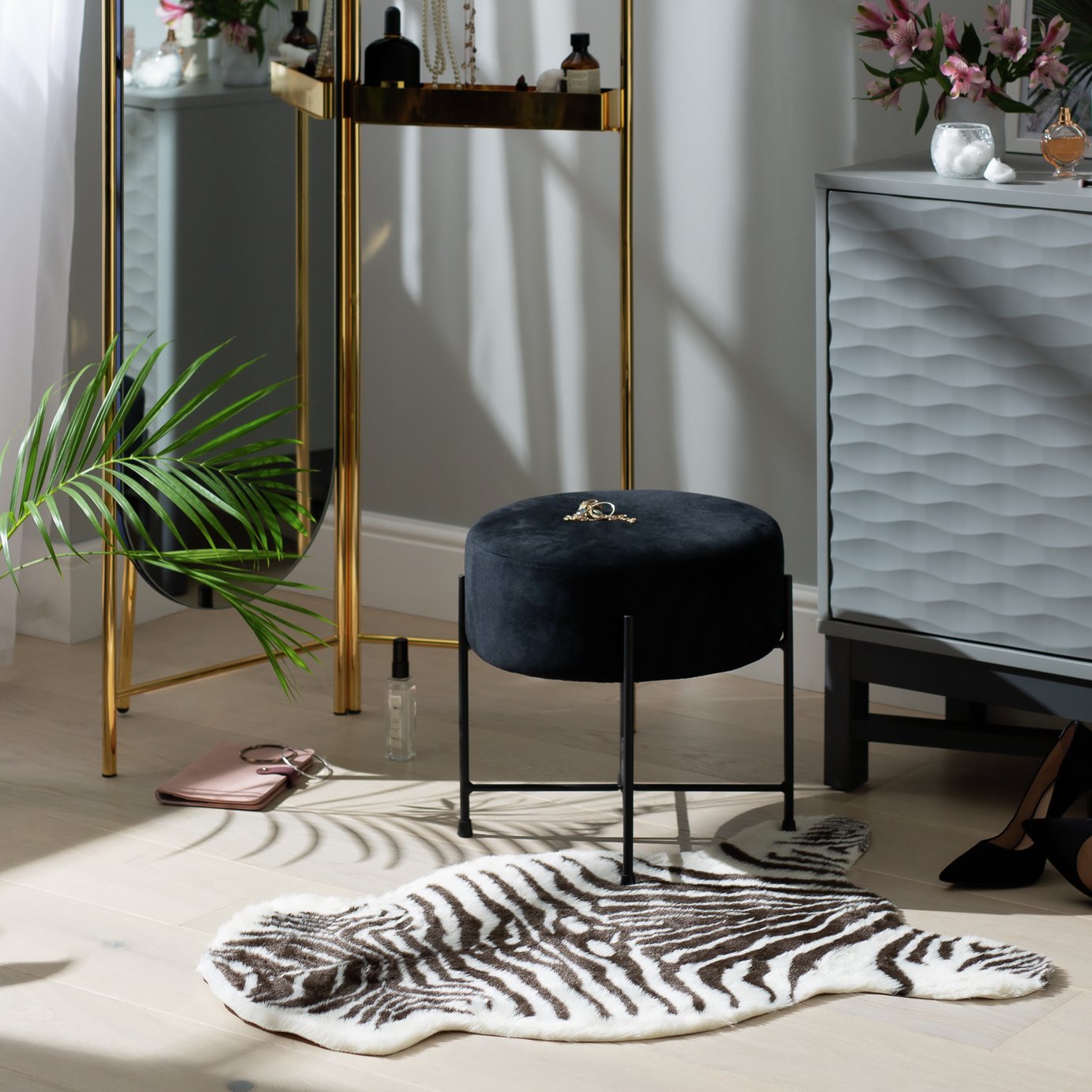 Habitat Zebra Faux Fur Cut Pile Rug - 60x90cm