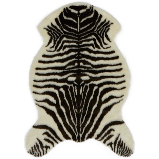 Buy Habitat Zebra Faux Fur Cut Pile Rug - 60x90cm - Monochrome | Rugs | Argos