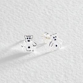 Revere Kid's Sterling Silver Enamel Polar Bear Stud Earrings
