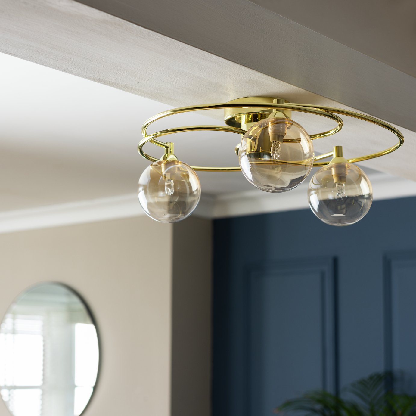Argos Home Ombre Glass Metal Flush to Ceiling Light - Brass