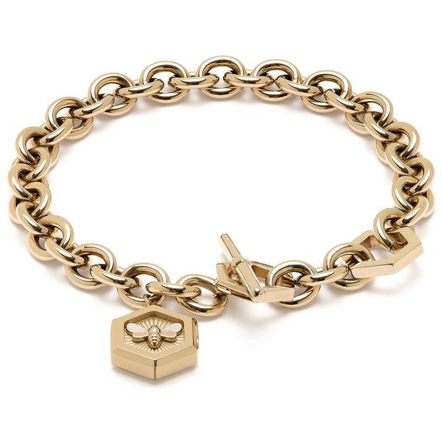 Buy Olivia Burton Gold Plated Bee and Honeycomb Bracelet Womens