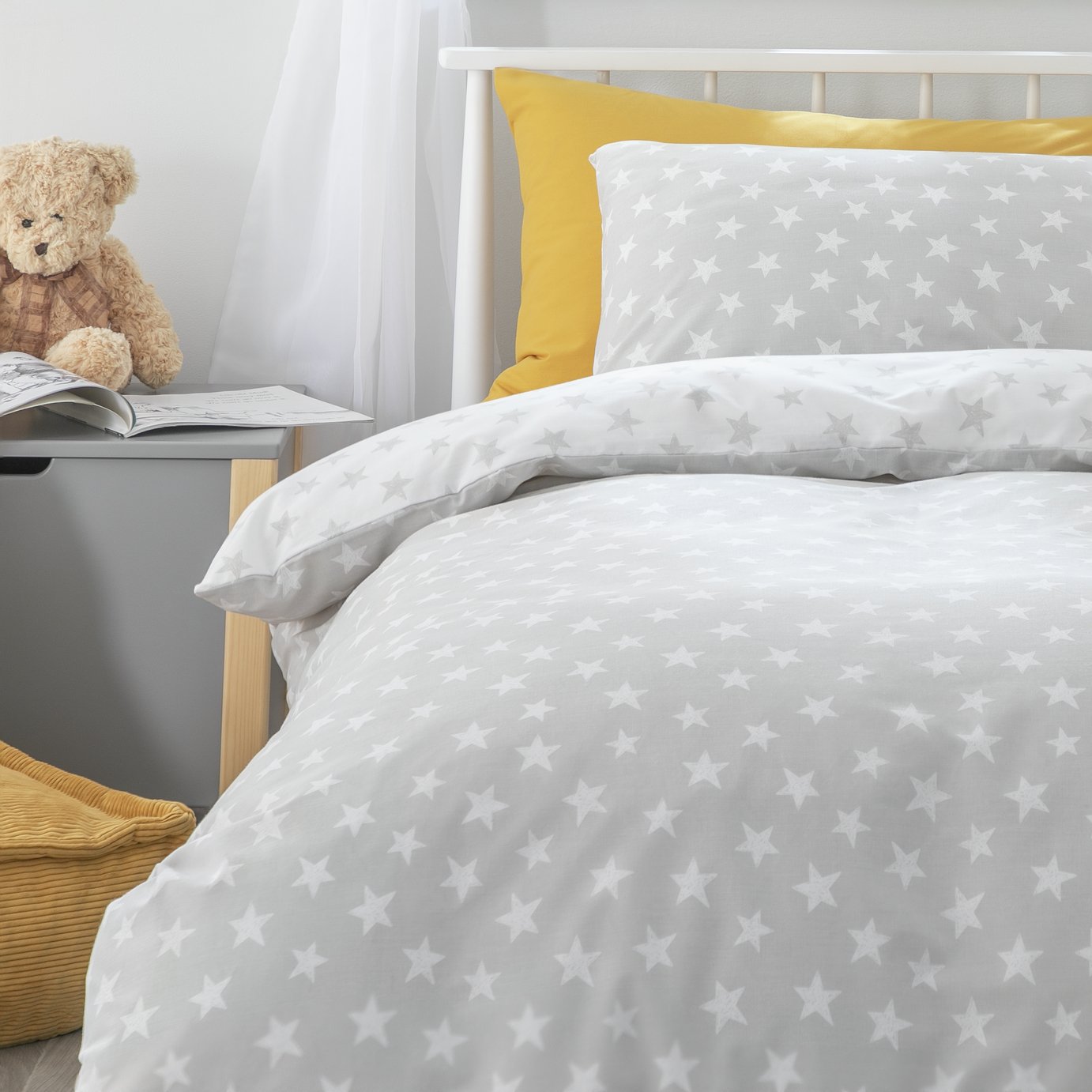 Habitat Kids Reversible Star Grey Bedding Set - Single