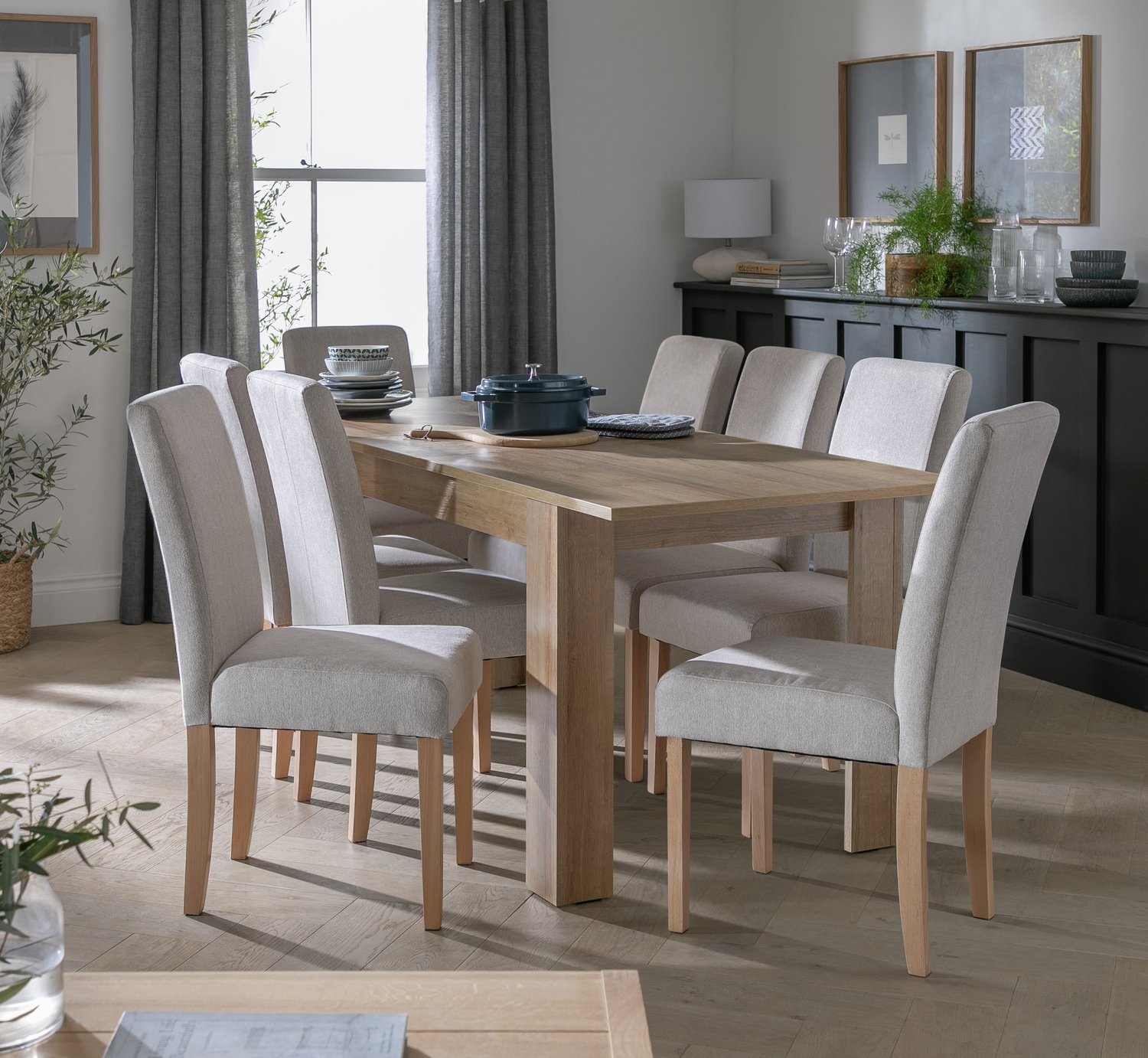 Argos Home Miami Extend Oak Dining Table & 8 Chairs