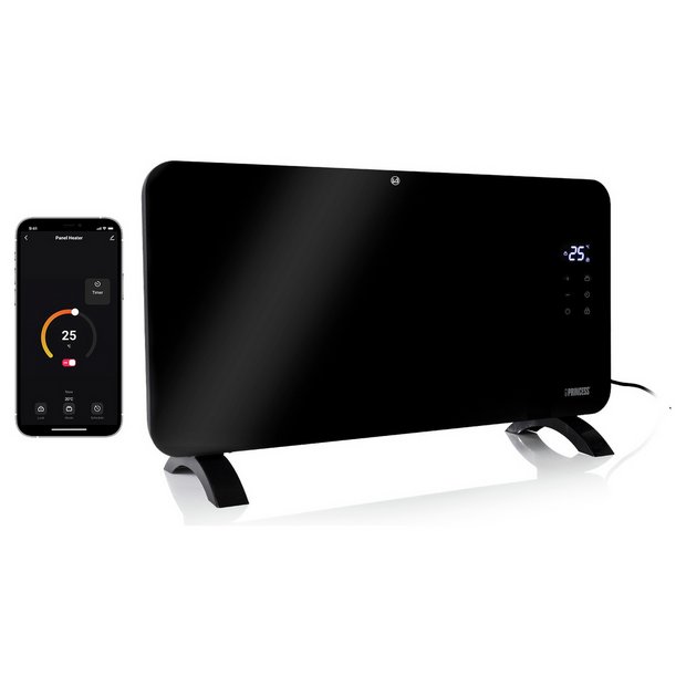 Buy Princess 1.5kW Smart Glass Panel Heater - Black | Heaters and radiators  | Argos
