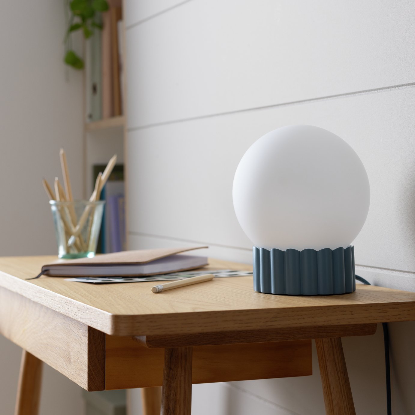 Habitat Ribbed Globe Table Lamp