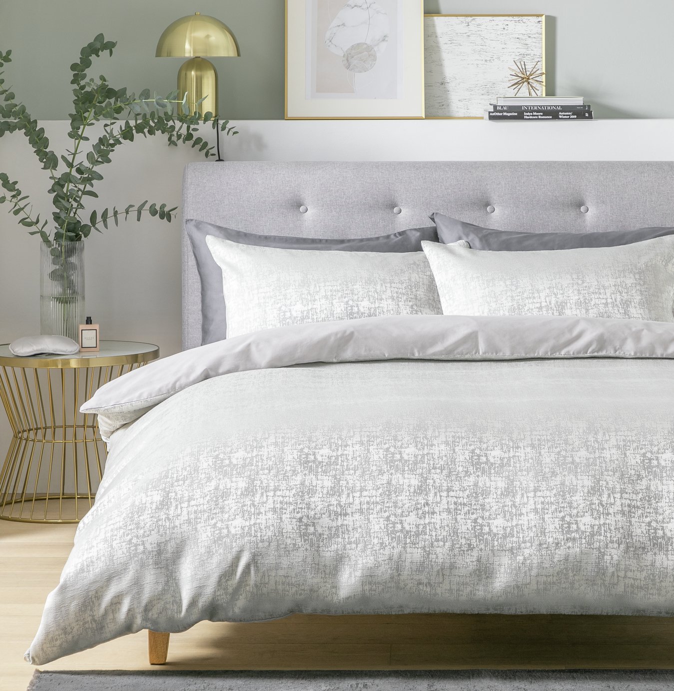 Habitat Distressed Jacquard Silver Bedding Set - Double