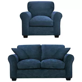 Argos Home Taylor Fabric Chair & 2 Seater Sofa - Navy