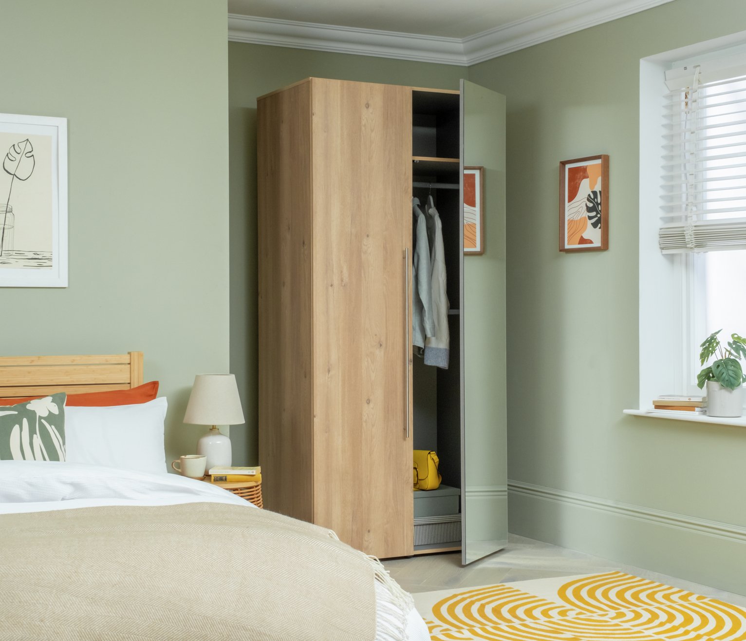 Habitat Atlas 2 Door Mirror Wardrobe - Oak