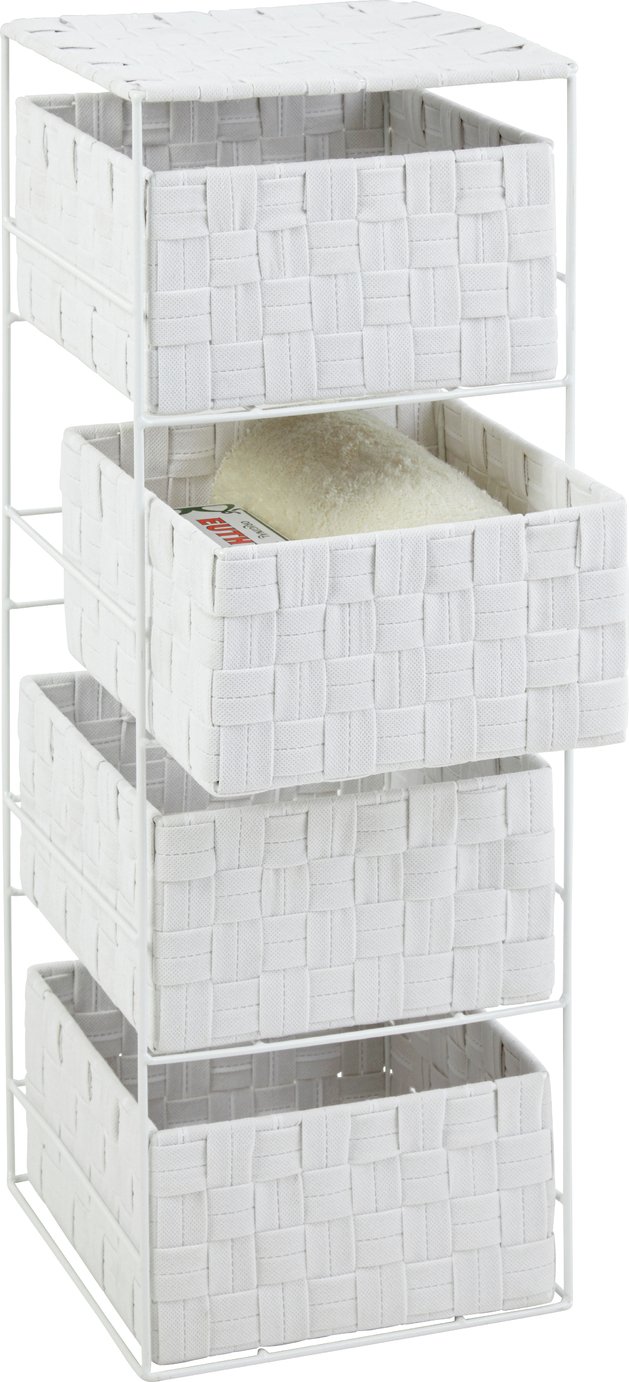 Argos Home 4 Drawer Woven Bathroom Storage Unit - White