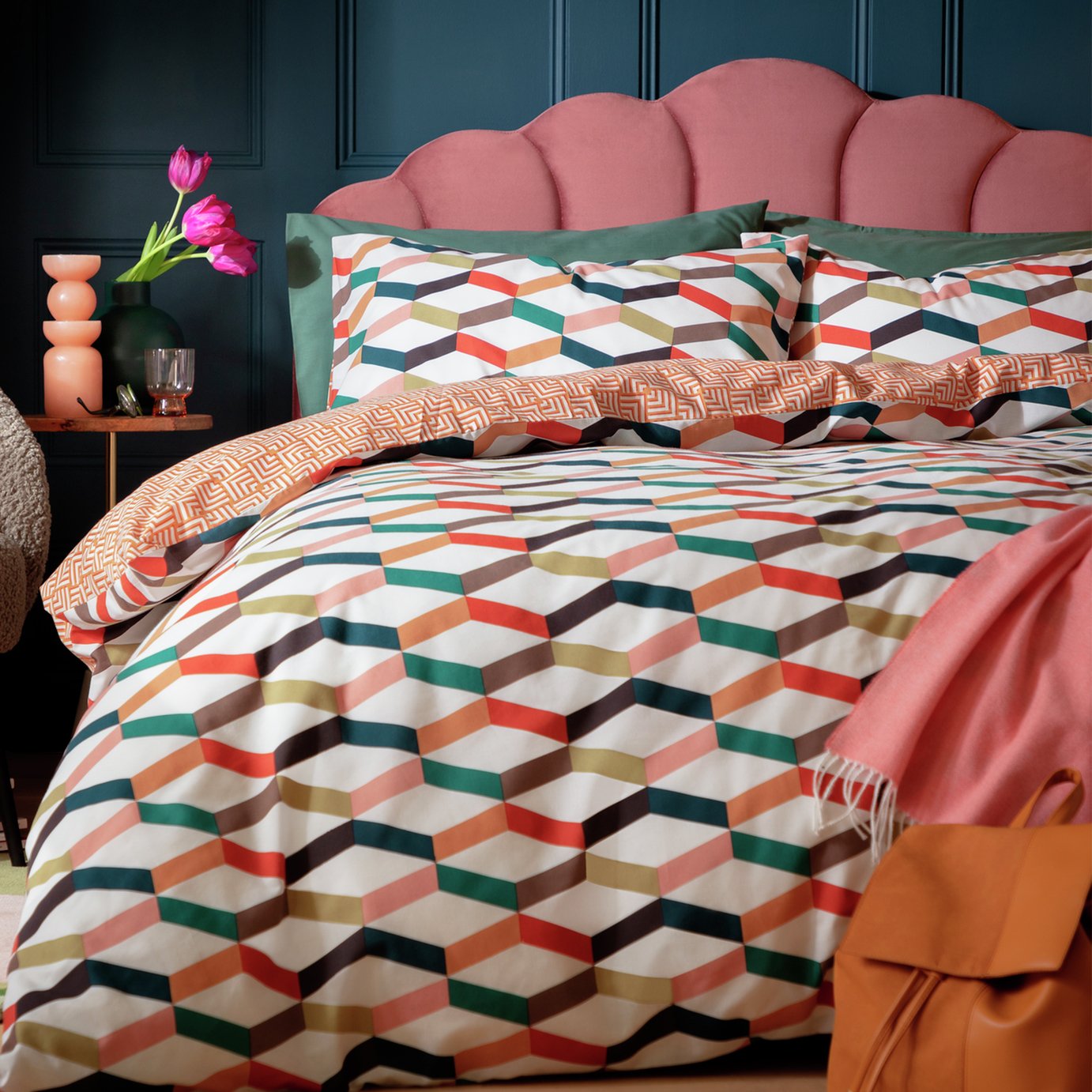 Habitat Geometric ZigZag Multicolour Bedding Set - Double