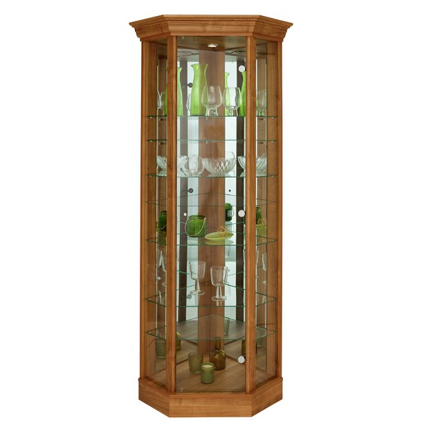 Lighted corner store display cabinet