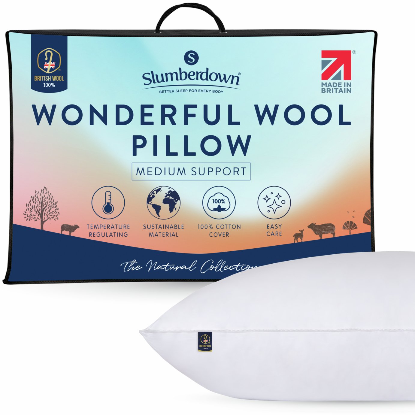 Slumberdown Wonderful Wool Medium Support Pillow - Single