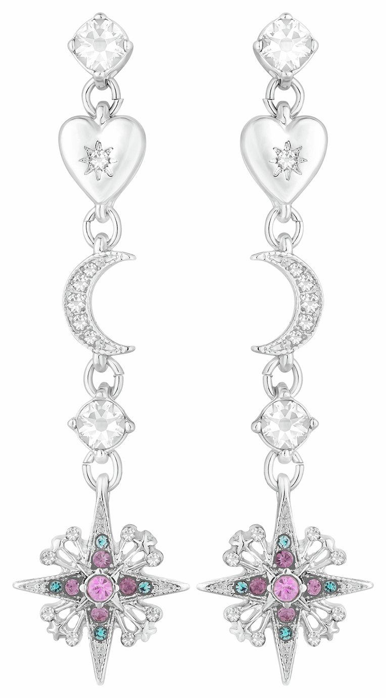 Lipsy Silver Colour Crystal Celestial Drop Earrings