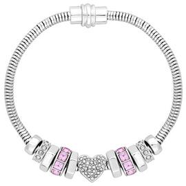 Lipsy Silver Colour Crystal Heart Magnetic Charm Bangle