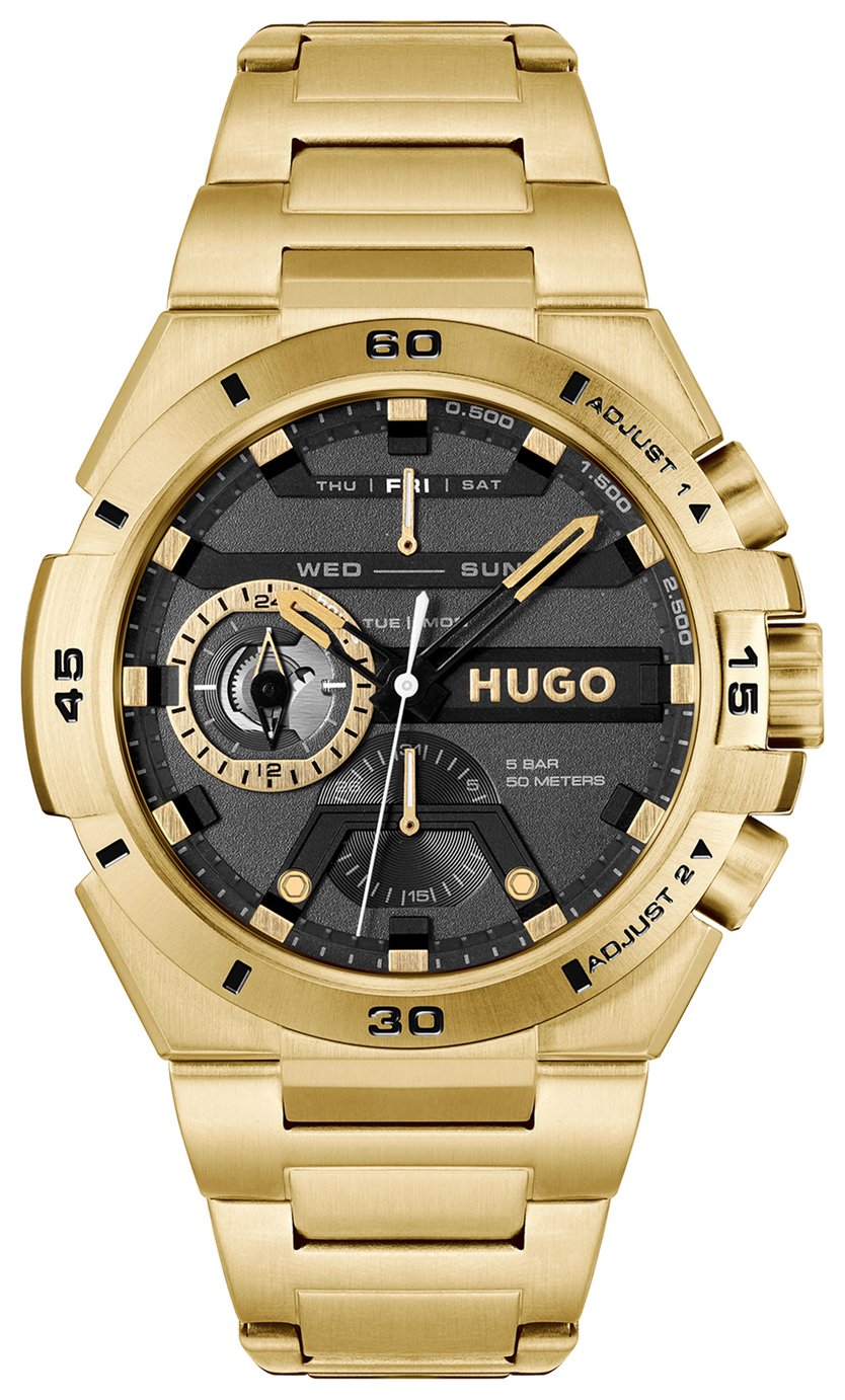 HUGO Mens Wild Yellow Gold Multifunction Watch