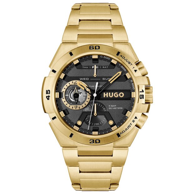 Buy Hugo Mens Wild Yellow Gold Multifunction Watch Men s watches