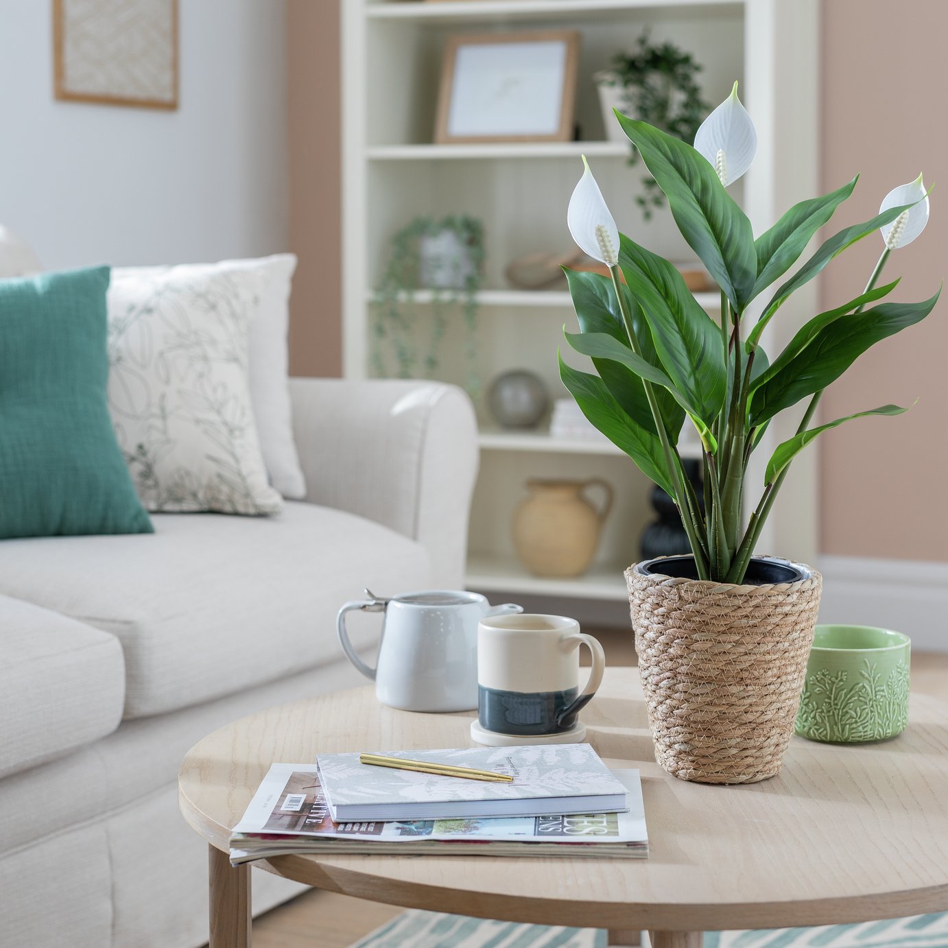 Habitat Artificial White Large Peace Lily Plant - 51cm