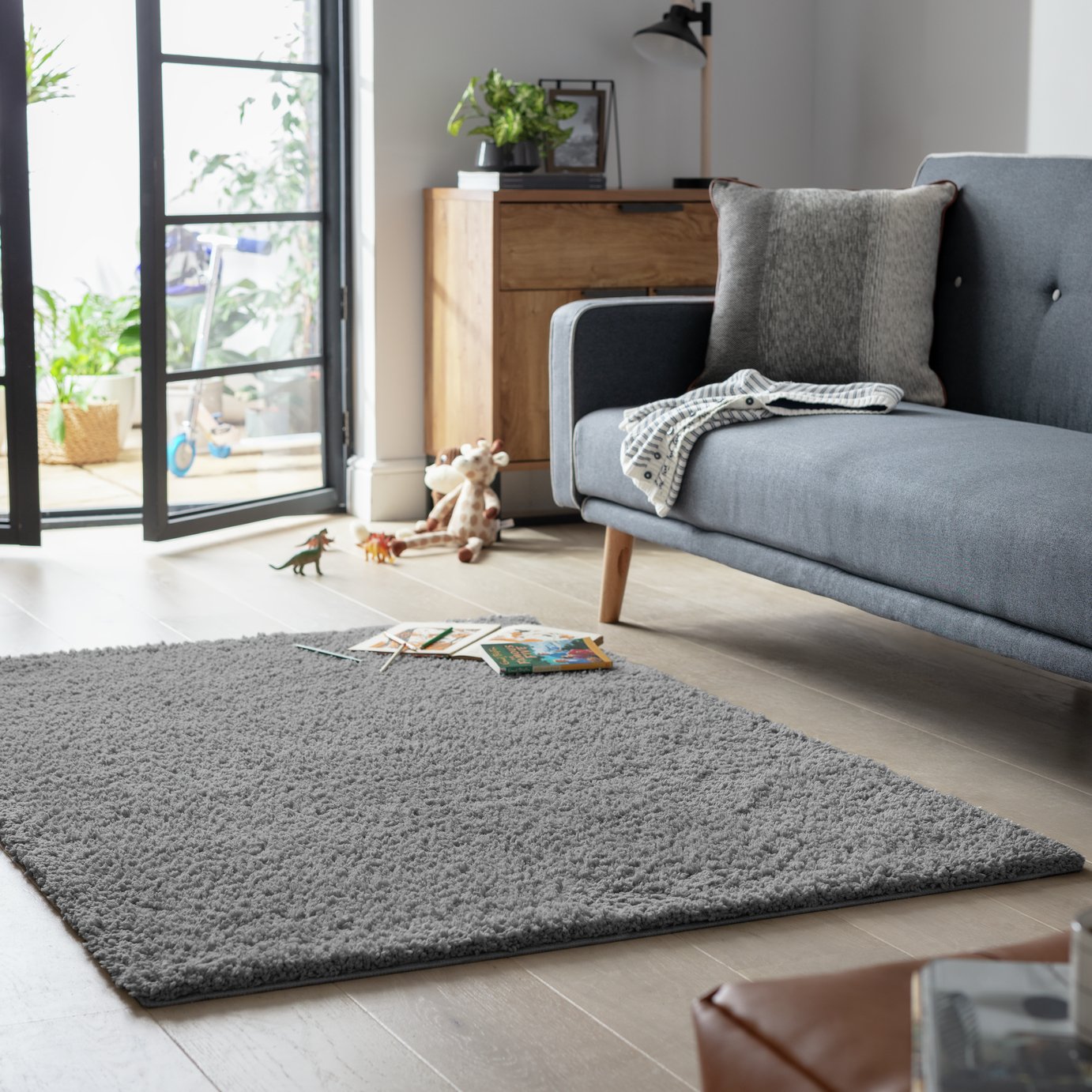 Habitat Cosy Flint Grey Shaggy Rug - 200x290cm