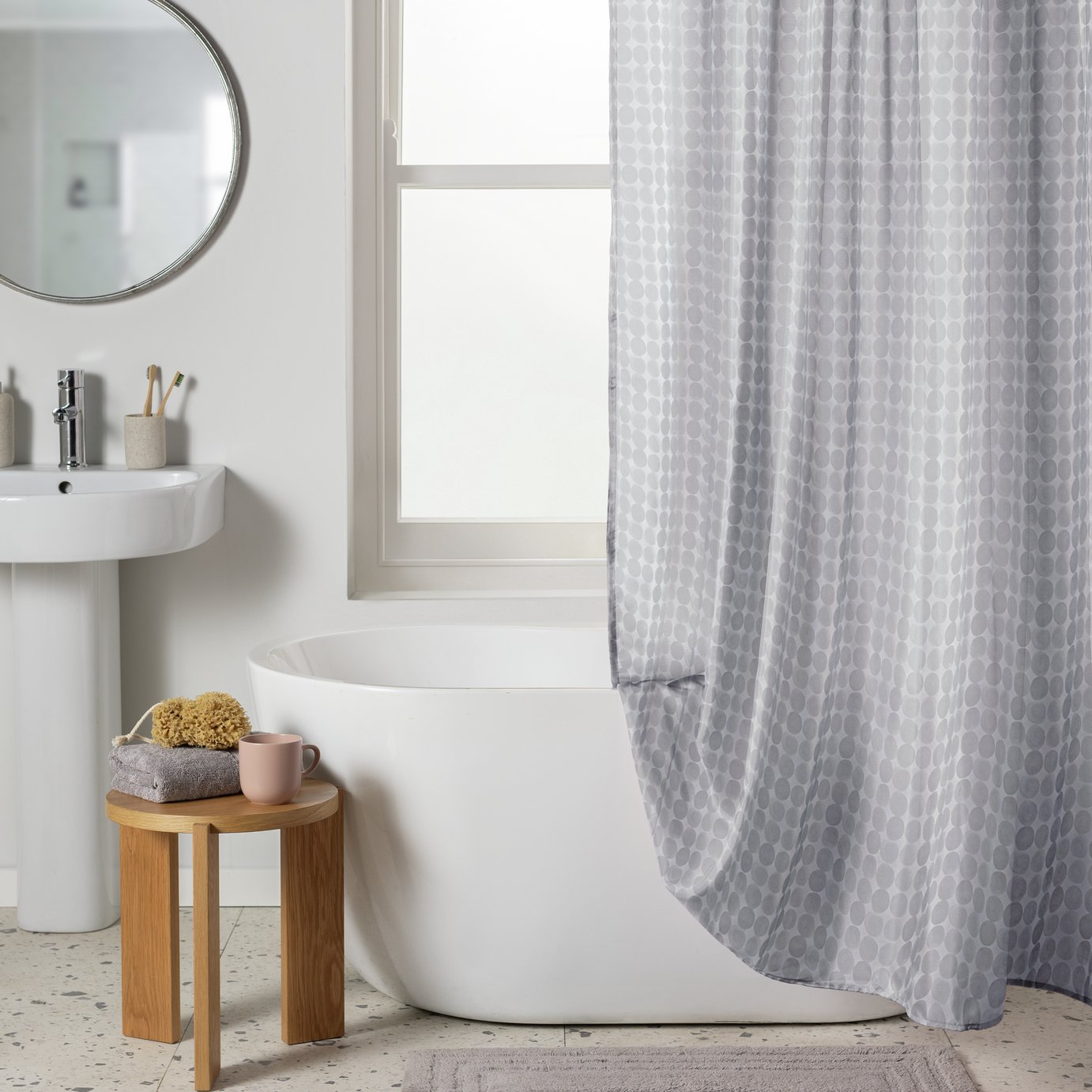 Argos Home Spot Shower Curtain - Grey