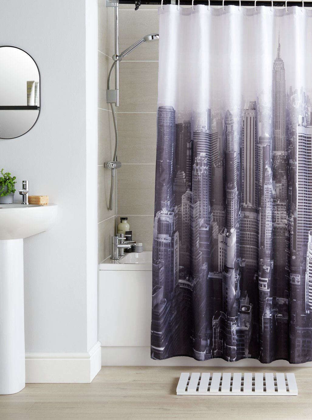 Argos Home Photographic NYC Shower Curtain - Black & White