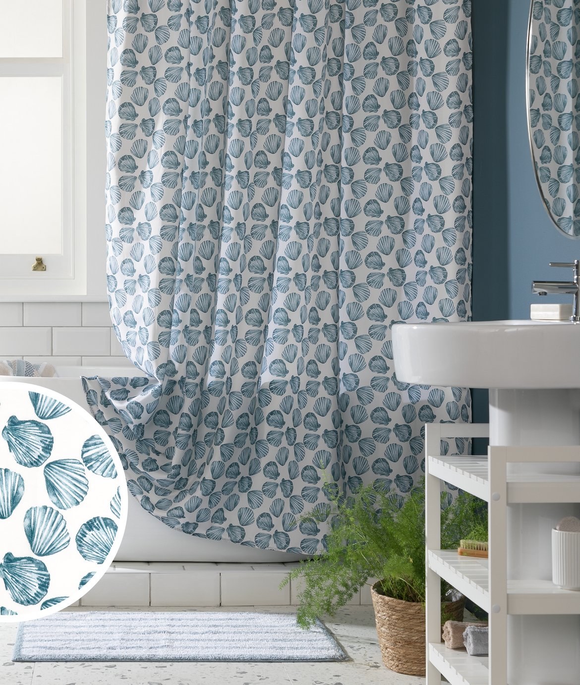 Argos Home Shell Shower Curtain - Blue