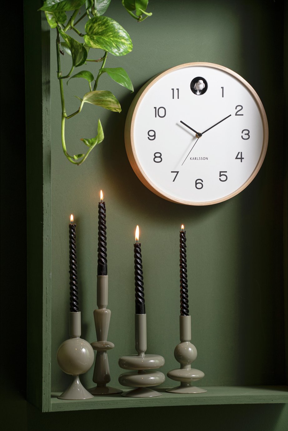 Karlsson Natural Cuckoo Analogue Wall Clock - Birch White