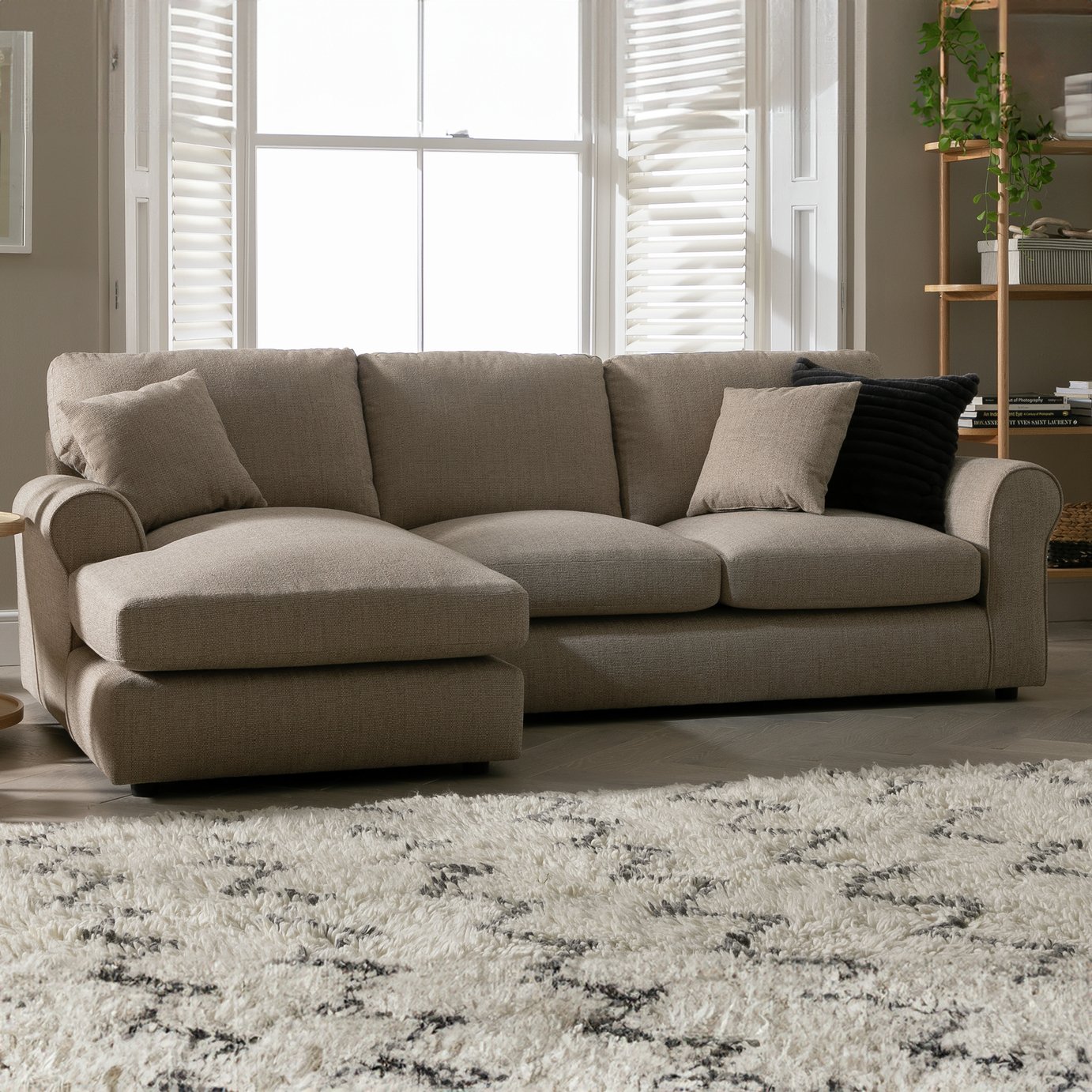 Argos Home Lisbon Fabric Left Hand Corner Chaise Sofa- Stone