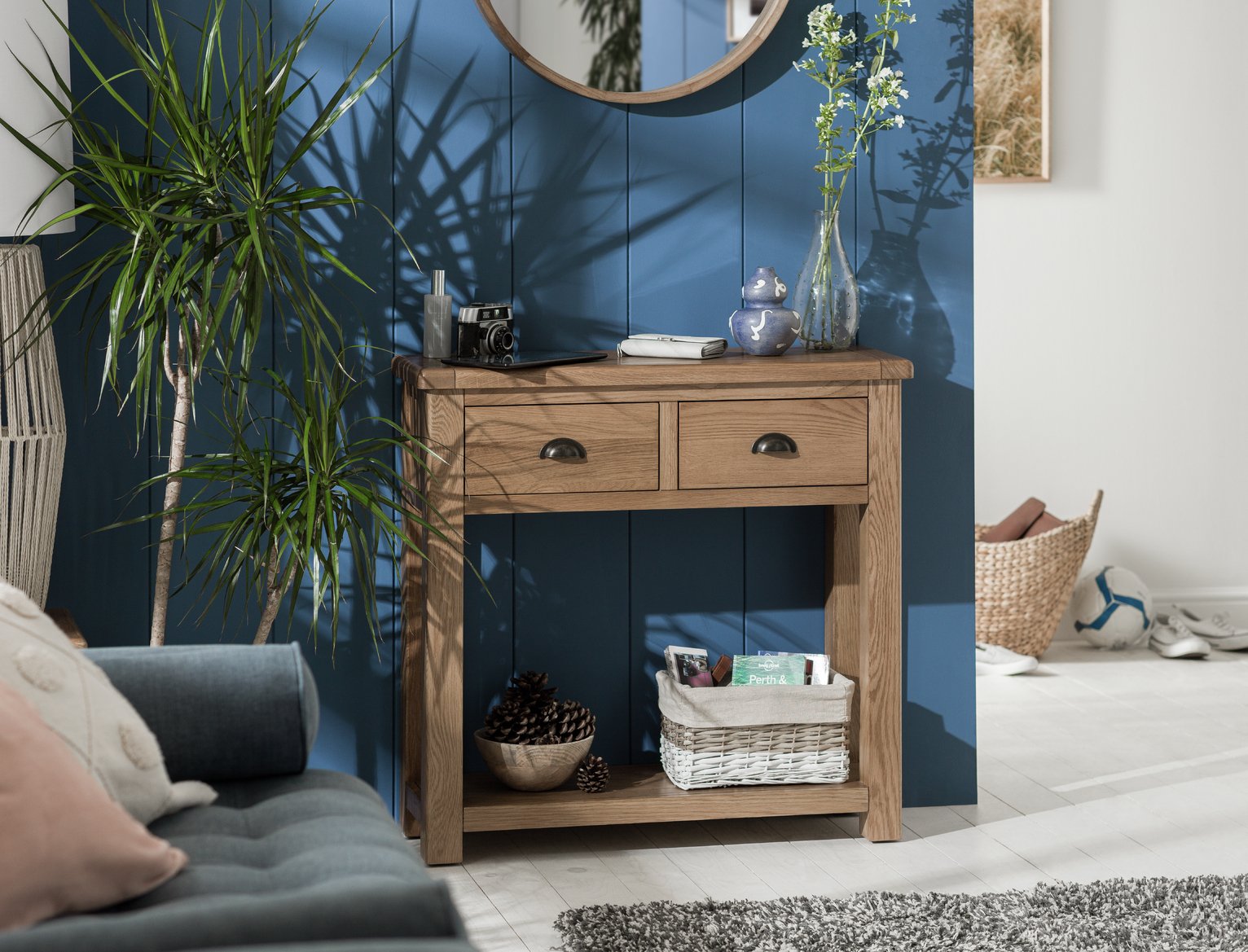 Argos Home Kent 2 Drawer Oak Console Table - Natural
