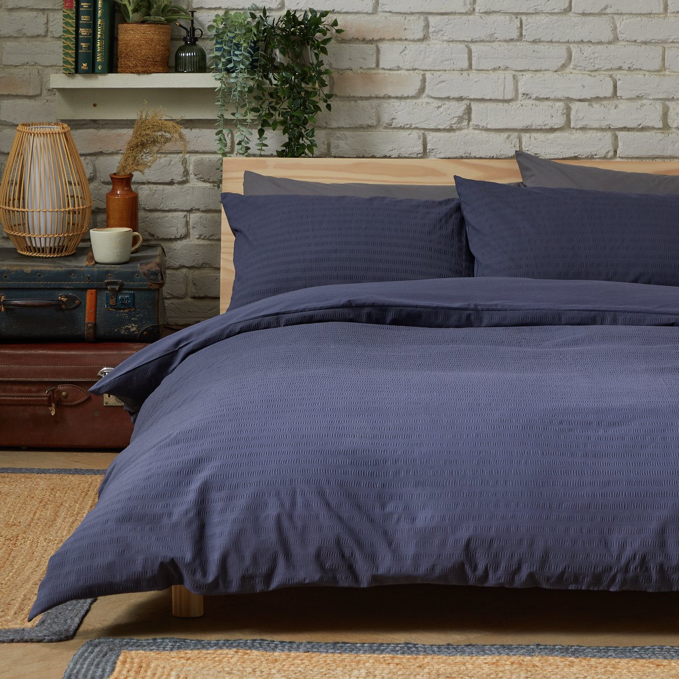 Habitat Stripe Seersucker Navy Bedding Set