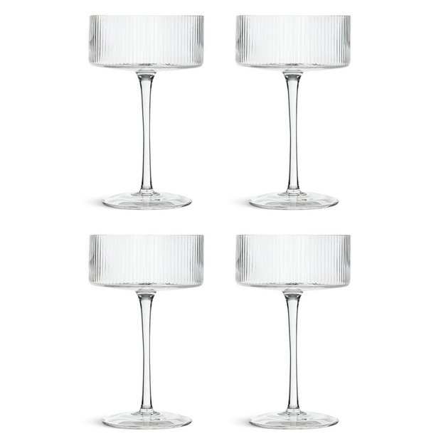 Buy Habitat Ribbed Set of 4 Champagne Coupe Glasses | Glassware | Habitat