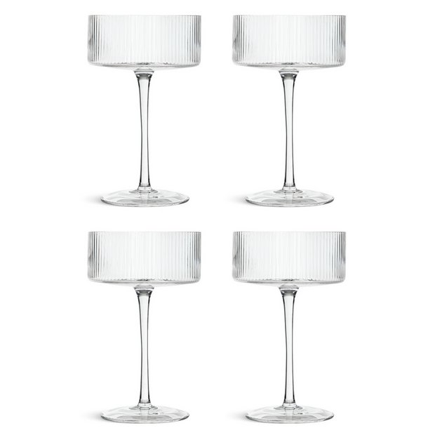 Wide champagne shop glasses