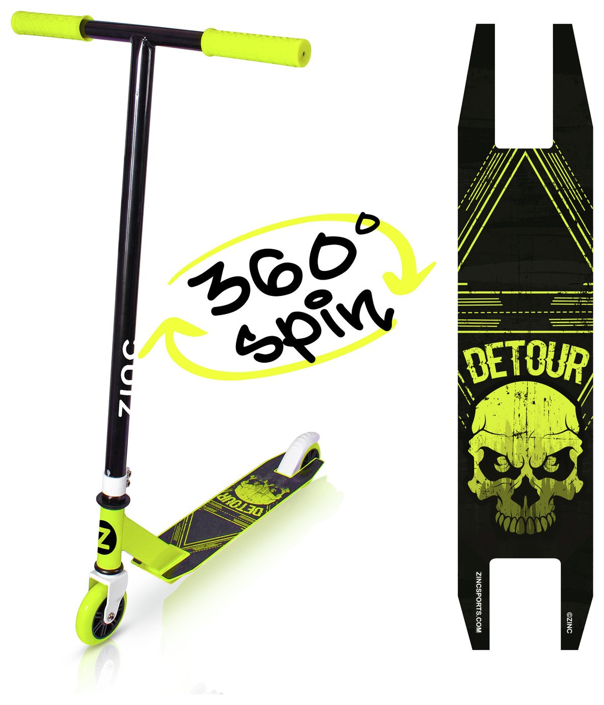 Zinc Detour Kids Stunt Scooter - Yellow