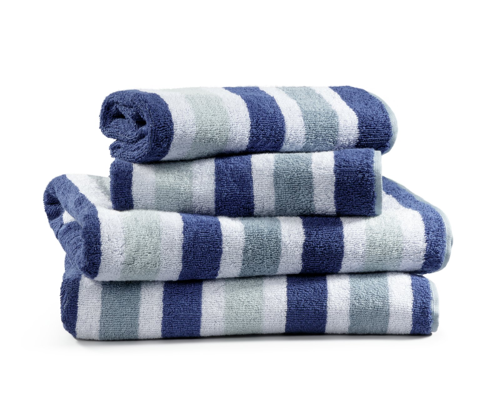 grey and white striped towels