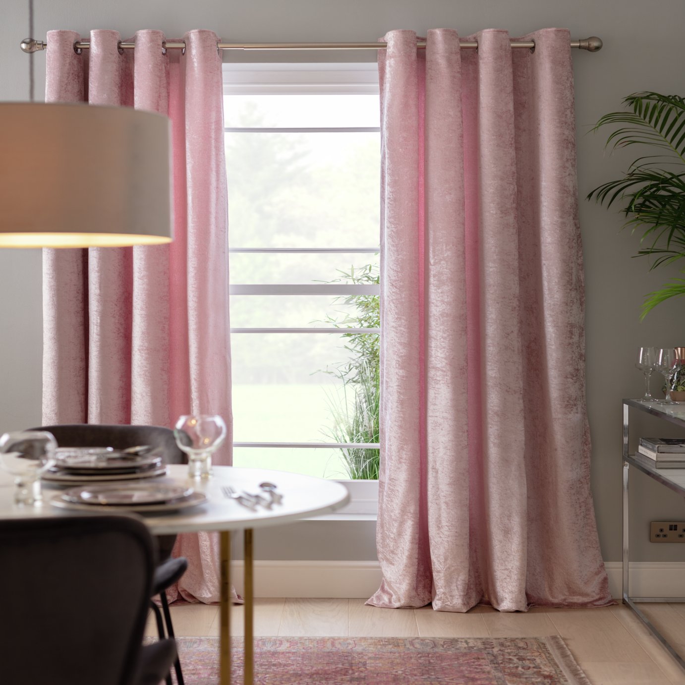 Argos Home Crushed Velvet Fully Lined Eyelet Curtains