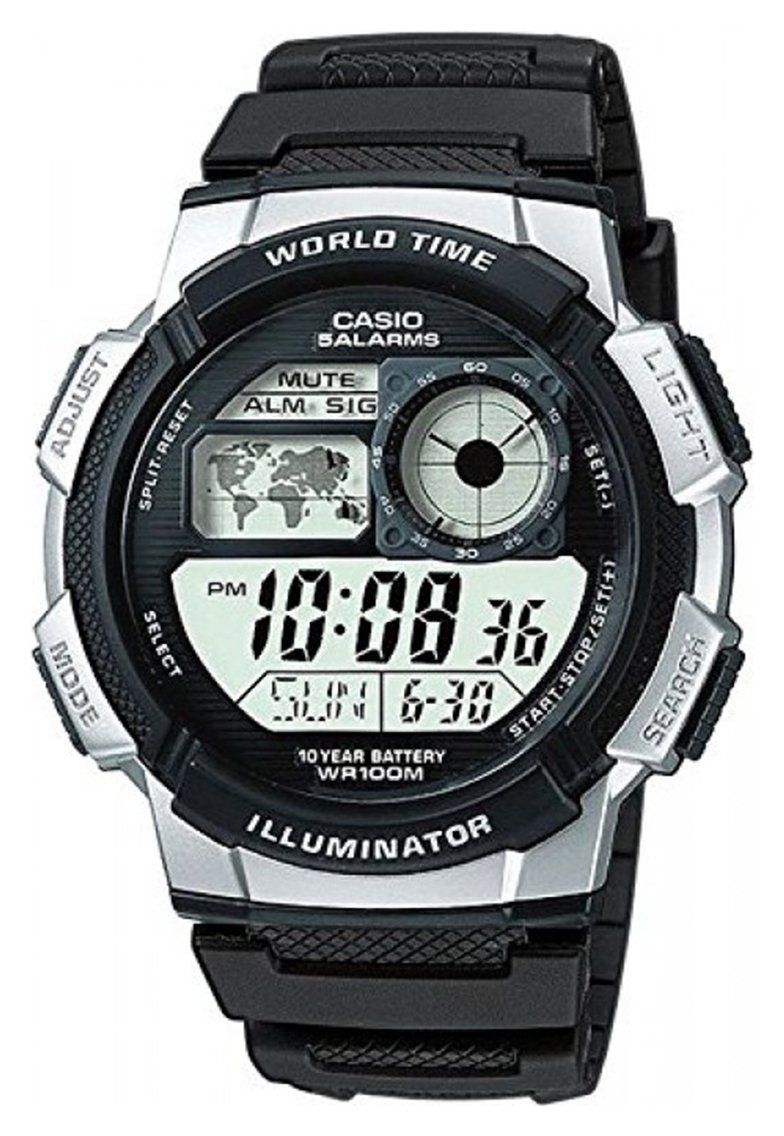 Casio World Time LCD Black Resin Strap Watch