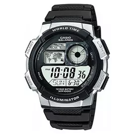 Casio Men's World Time LCD Black Resin Strap Watch
