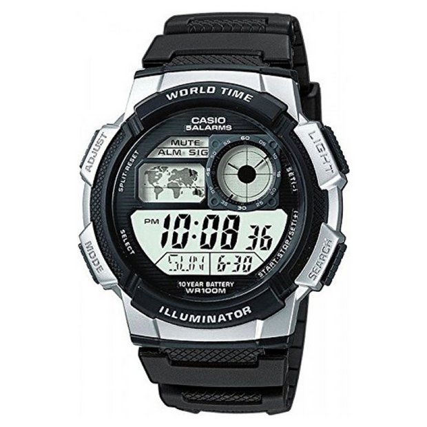 Buy Casio Men s World Time LCD Black Resin Strap Watch Men s